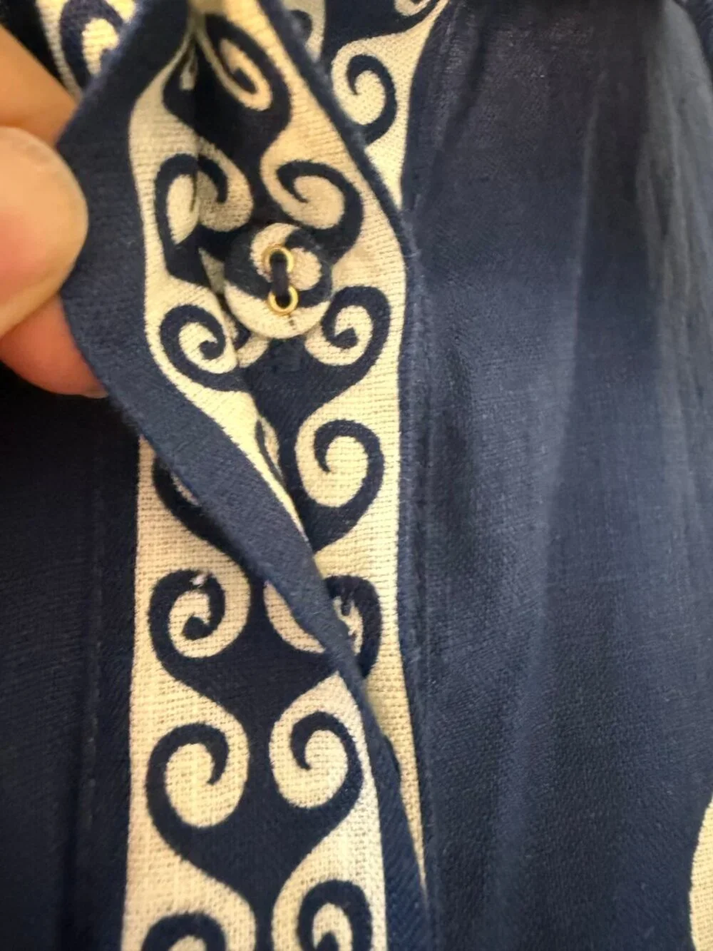 Alemais Oceane Mini Dress Navy Floral Linen Puff Sleeve Dress - Picture 9 of 12